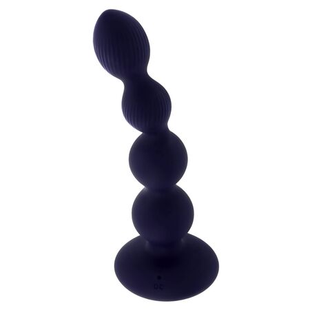 Фиолетовые анальные бусы с вибрацией и вращением Pleasure Orbit - 17,8 см.